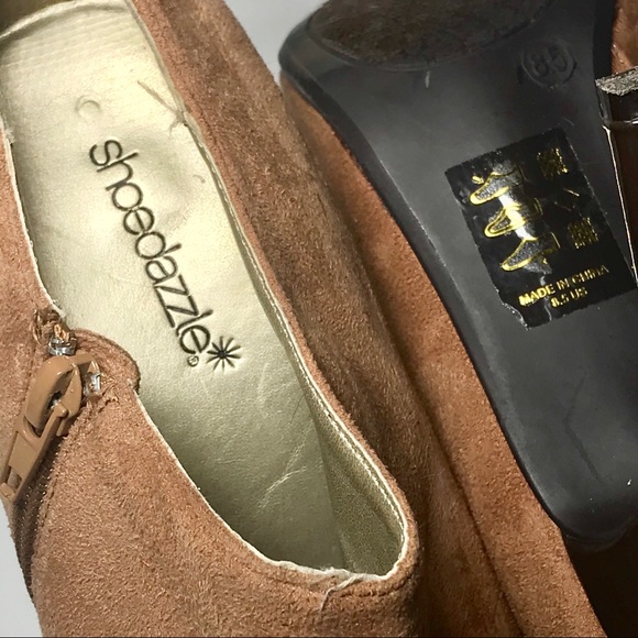 Shoedazzle camel suede heeled booties - Picture 2 of 8